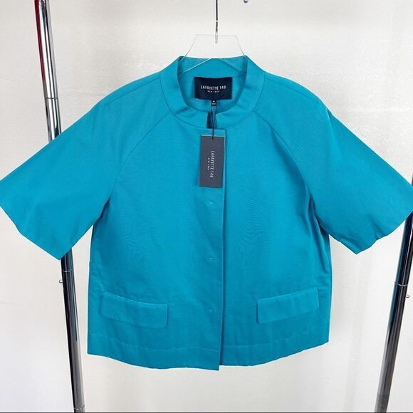 Lafayette 148 Blue Topper Jacket Short Sleeve Business Office - Picture 1 of 6